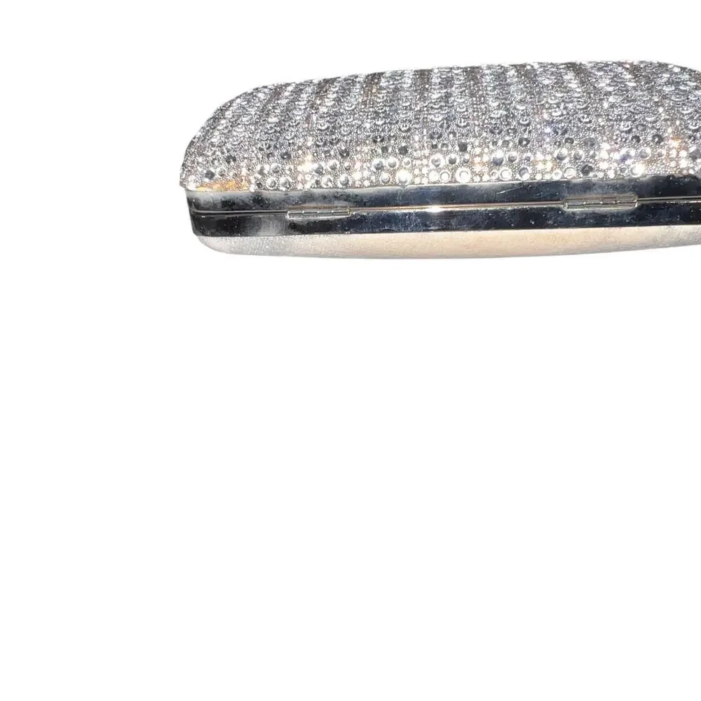 Ranias Collection silver glitter clear rhinestone gold contrast‎ evening clutch